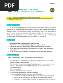 Pa 111 Public Accounting and Budgeting Module I