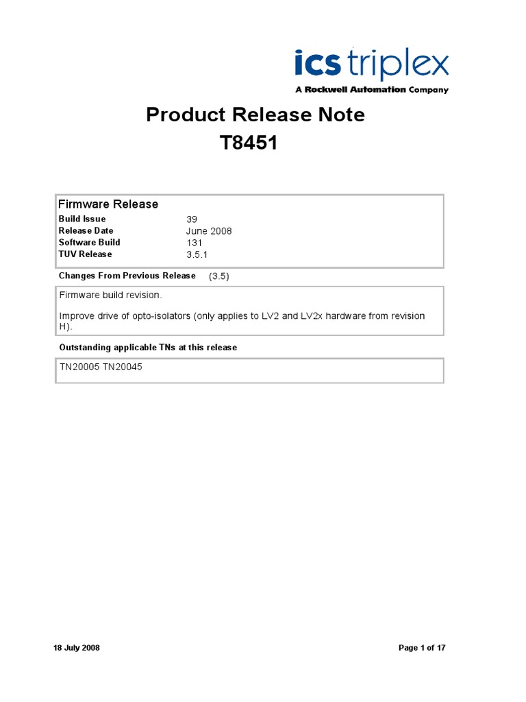 T8451 Release Note PDF Capacitor Booting