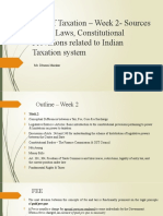 Law of Taxation - Week 2-Sources of Tax Laws, Constitutional Provisions Related To Indian Taxation System