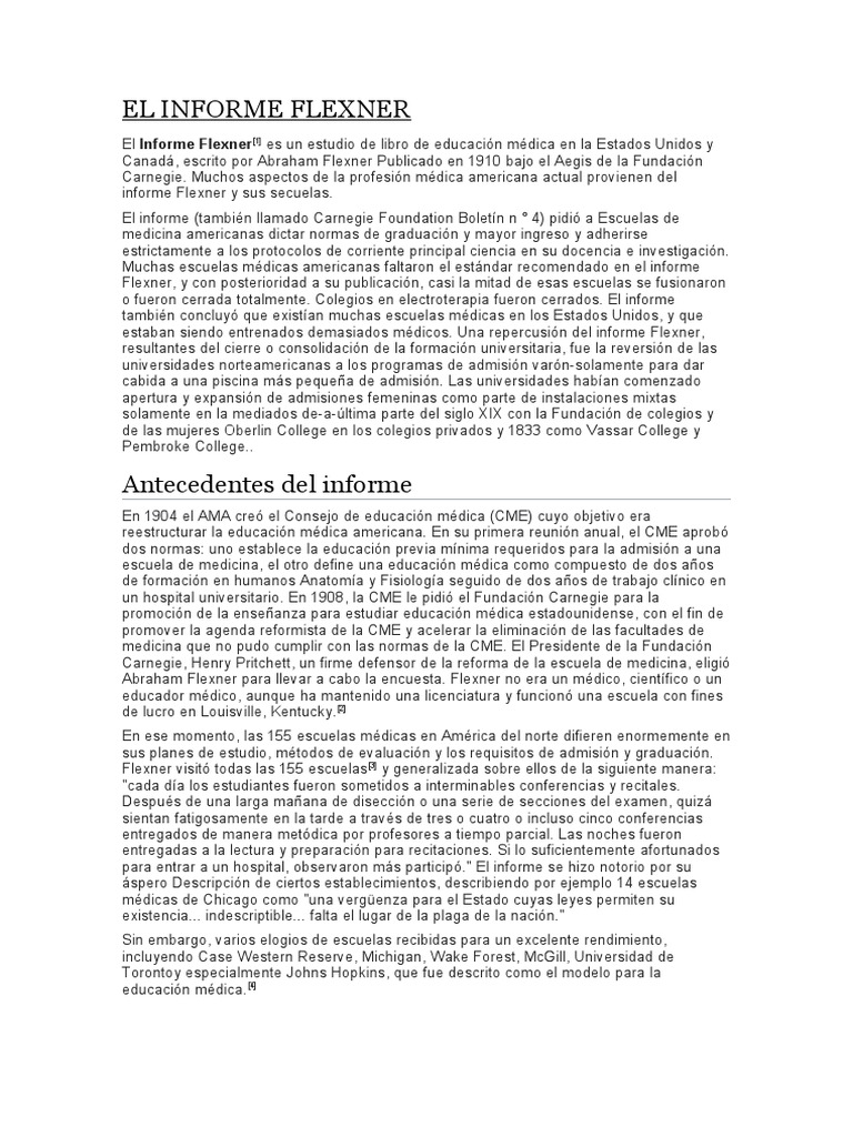 Impacto del Informe Flexner en Medicina | PDF | Self-Improvement ...