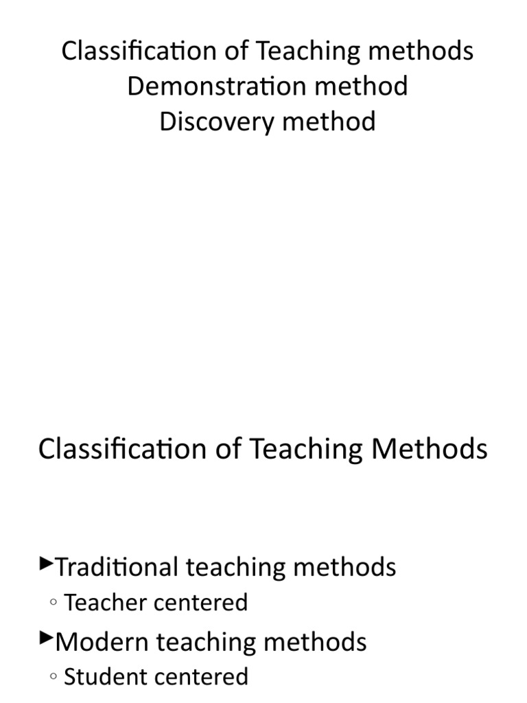 Classification of Teaching Methods PDF Teaching Method Teachers