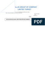 Weallin Group of Company Limited Turkey: SN Code No. Units Price Per Unit Amount $