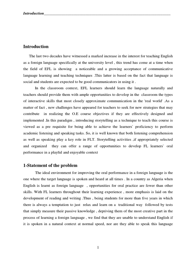 Enhancing EFL Oral Skills Through Storytelling | PDF | English As A ...