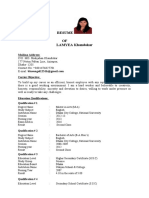 Resume OF LAMYEA Khandokar: Mailing Address