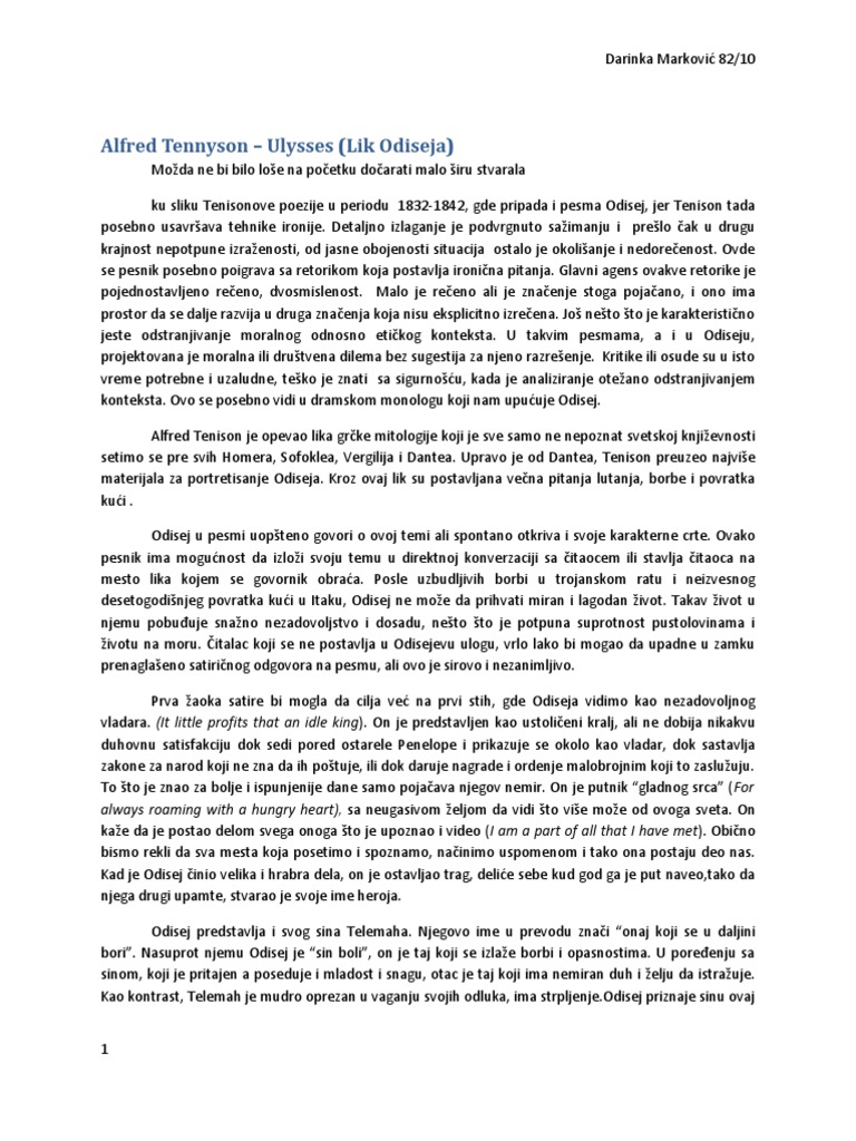 Alfred Tennyson Ulysses PDF
