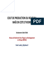 COUT DE PRODUCTION DU RIZ ET DU MAIS