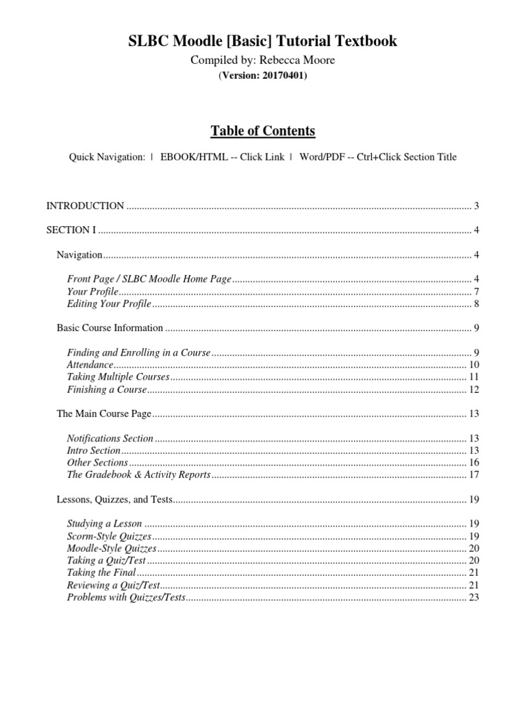 SLBC Moodle Basic Tutorial Guide | PDF | Quiz | King James Version