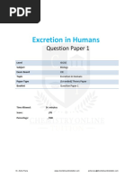 Excretion in Humans: Question Paper 1