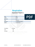 CIE IGCSE Biology Respiration Question Paper 2