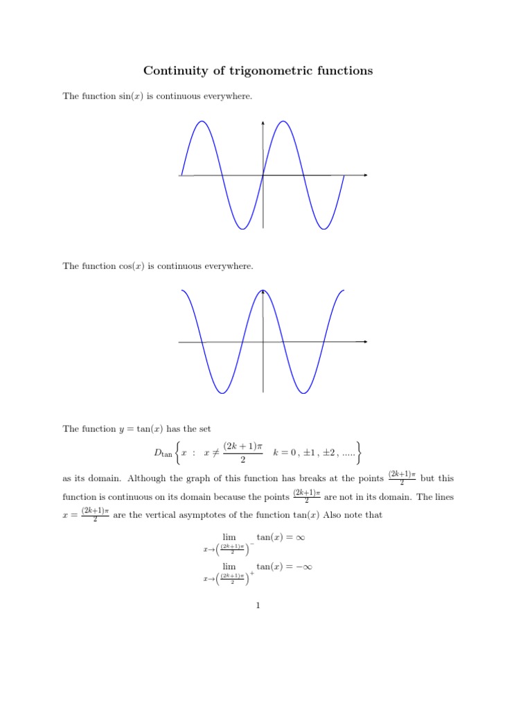 Continuity trigonometric functions | PDF | Trigonometric Functions ...