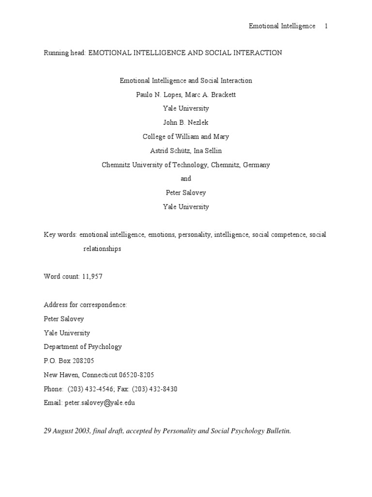 Emotional Intelligence and Social Interaction | PDF | Emotional ...