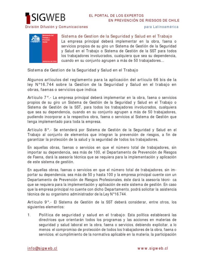 Sistema de Gestión de Seguridad Laboral | PDF | Seguridad y salud ...