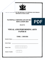 Government of Trinidad and Tobago Ministry of Education NCSE Visual Arts Paper II