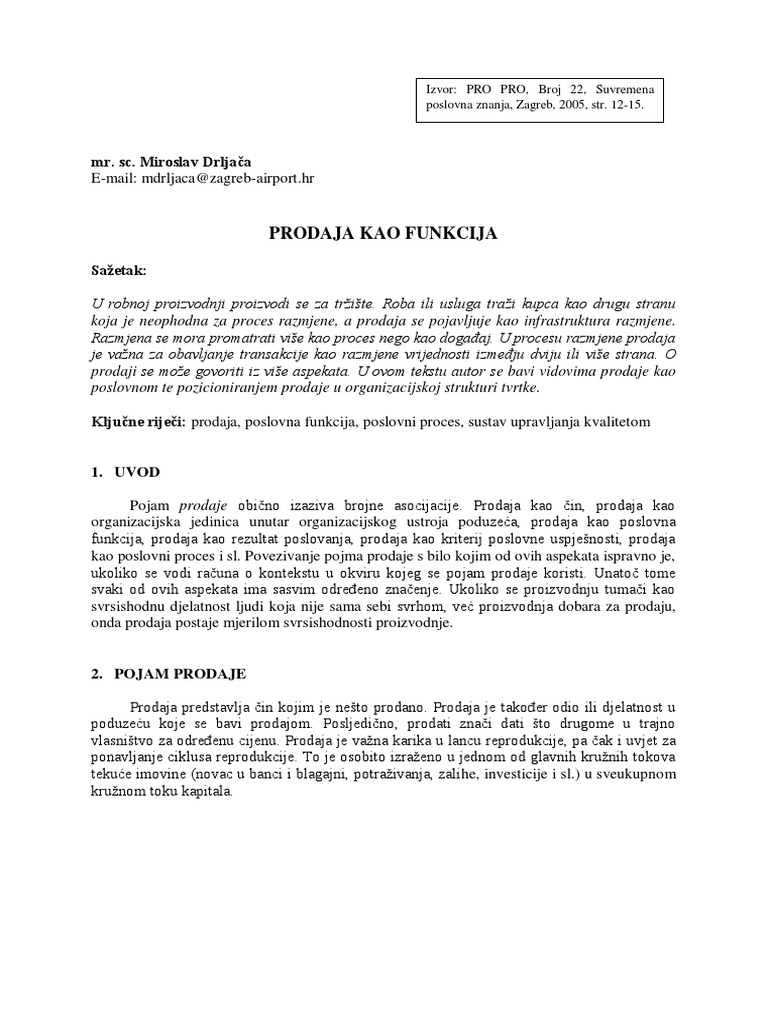 Prodaja Kao Funkcija | PDF