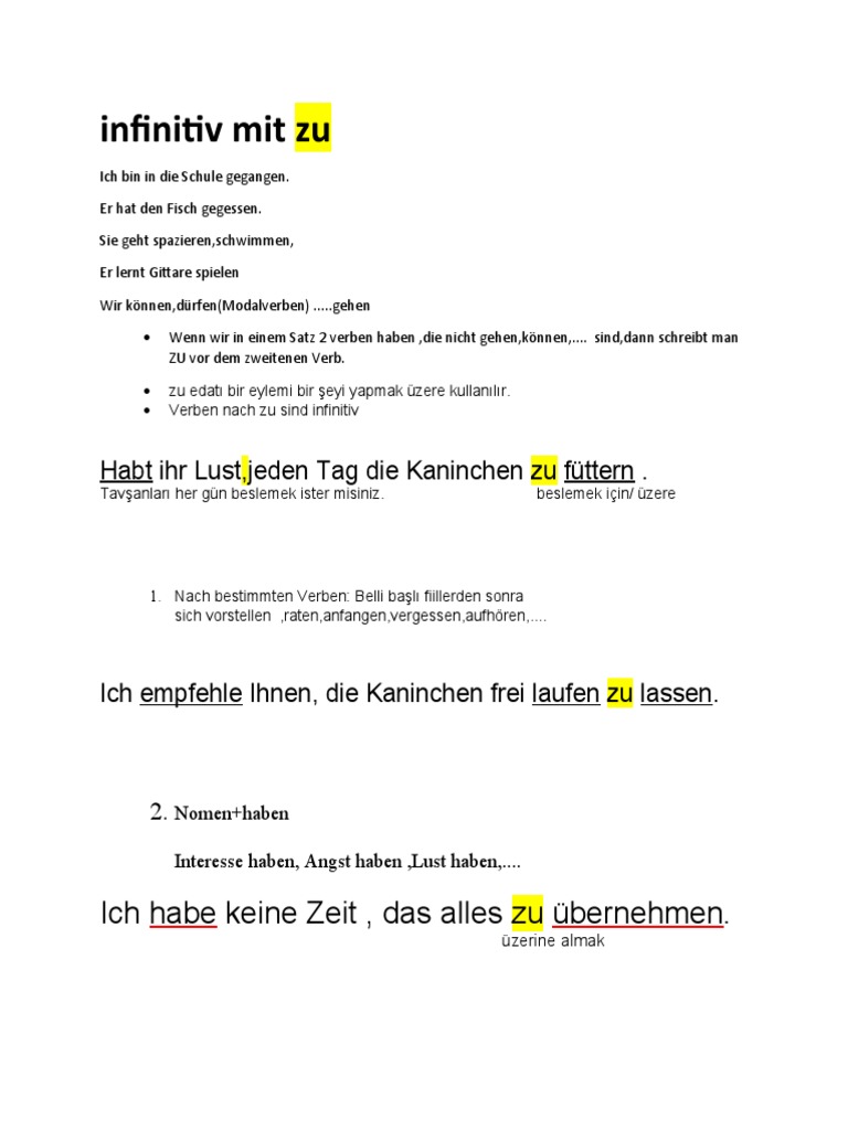 Infinitiv Mit Zu | PDF