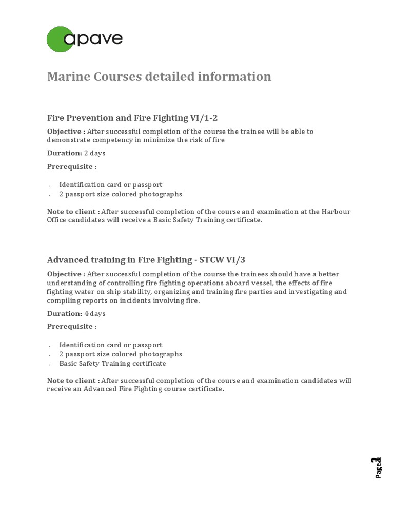 STCW Marine Courses Detailed Info PDF Security Guard Safety