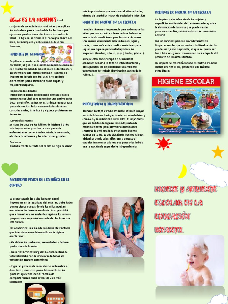 Brochure La HIGIENE Escolar | PDF | Higiene | Especialidades Medicas