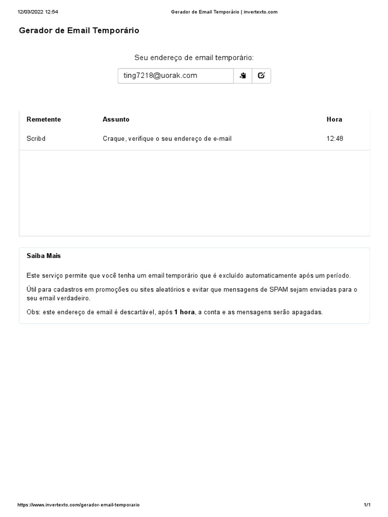 Gerador de email tempor rio pdf