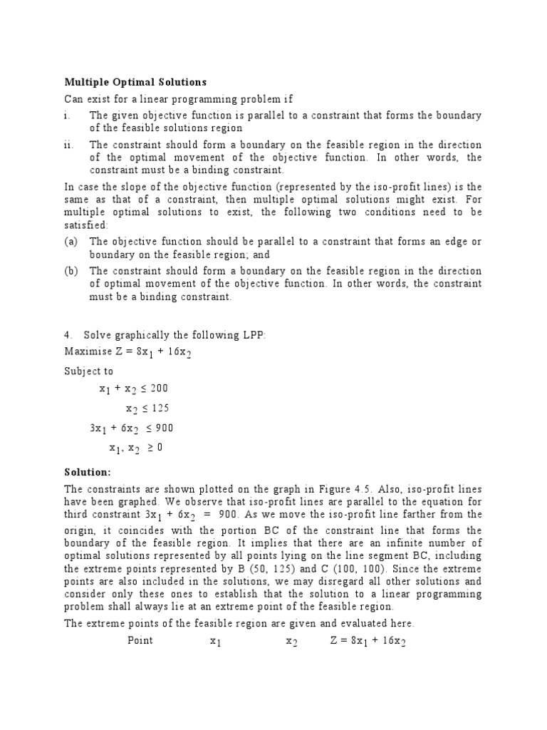 Multiple Optimal Solutions | PDF | Mathematical Optimization | Applied ...
