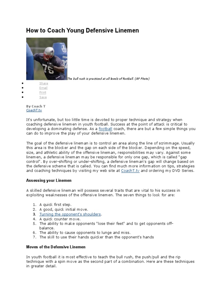 Coaching Tips for Young Defensive Linemen | PDF | Gridiron Football | Teams