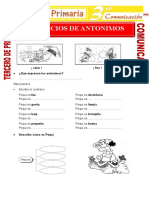 Ejercicios de Antonimos para Tercero de Primaria