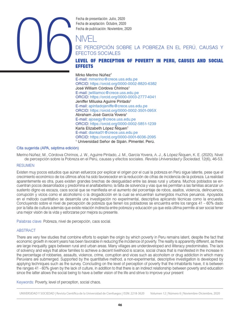 Percepción de la Pobreza en Perú: Causas y Efectos | PDF | Pobreza ...