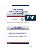 Understanding Risk Based Thinking (RBT) in ISO 9001:2015