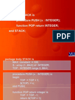 Package STACK Is Procedure PUSH (X: INTEGER) Function POP Return INTEGER End STACK