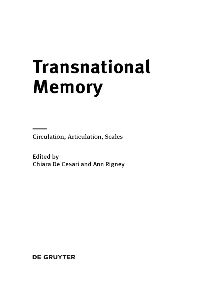 Rothberg-Multidirectional Memory in Migratory Settings | PDF | Human ...