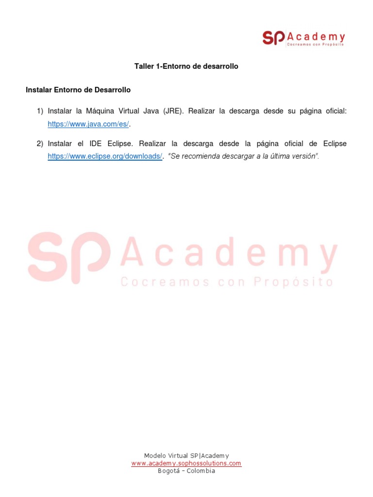 Taller 1-Instalar Entorno de Desarrollo | PDF
