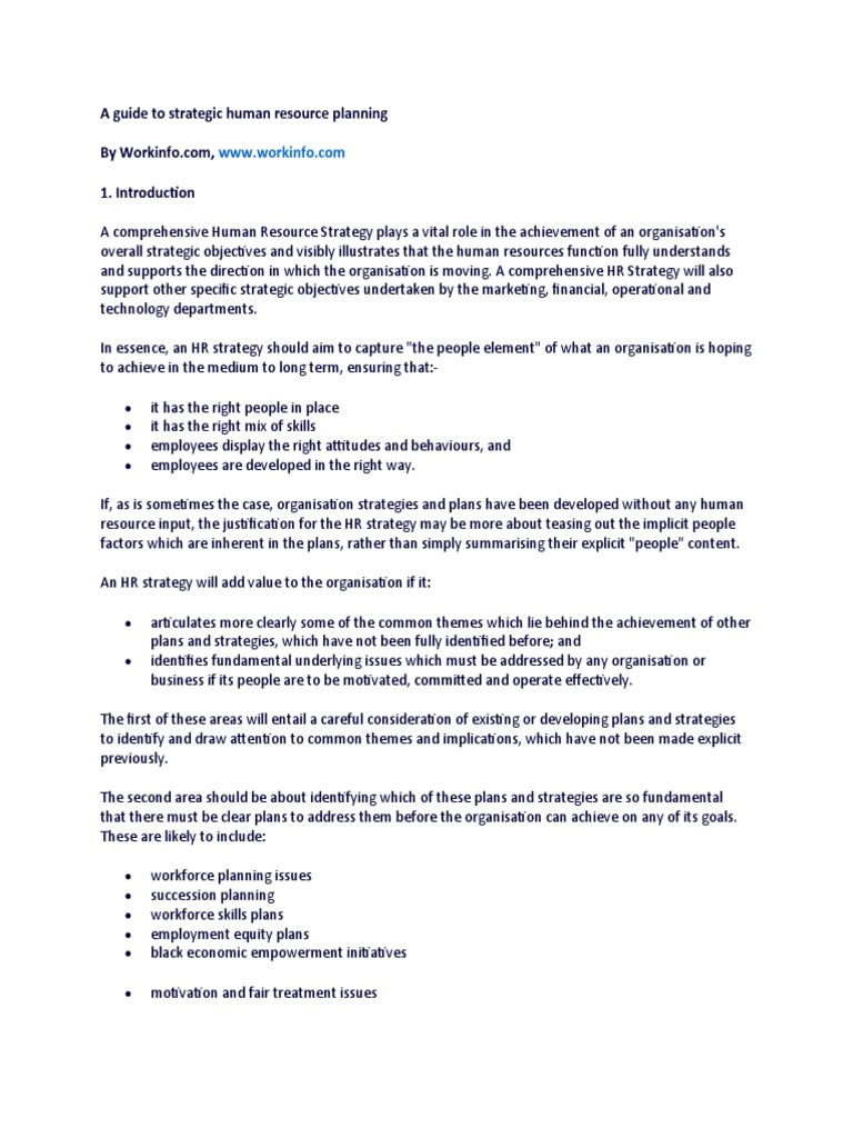 A Guide To Strategic Human Resource Planning | PDF | Strategic ...