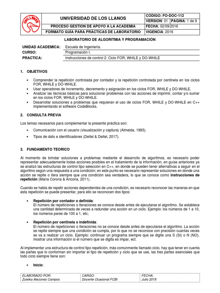 Ciclos For, While y Do-While | PDF | Algoritmos | C