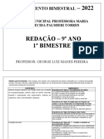 REDAÇÃO 1º BIMESTRE 9º ANO