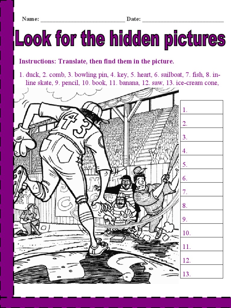 Hidden Picture Baseball | PDF