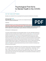 The Role of Psychological First Aid To Support Public Mental Health in The COVID