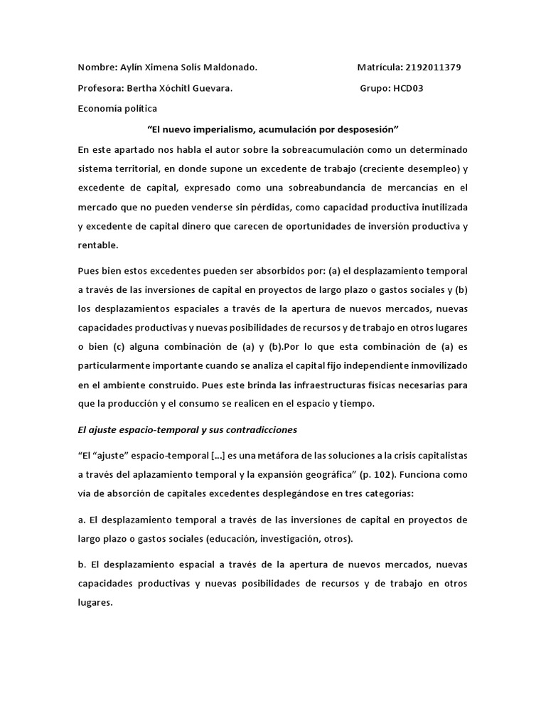 El Nuevo Imperialismo PDF Acumulación de capital Capital (economía)
