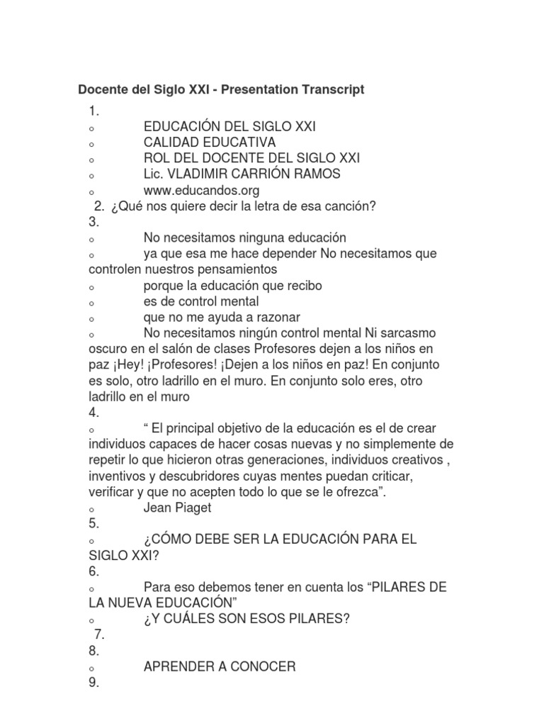 Docente del Siglo XXI: Nuevos Retos y Roles | PDF | Maestros | Aprendizaje