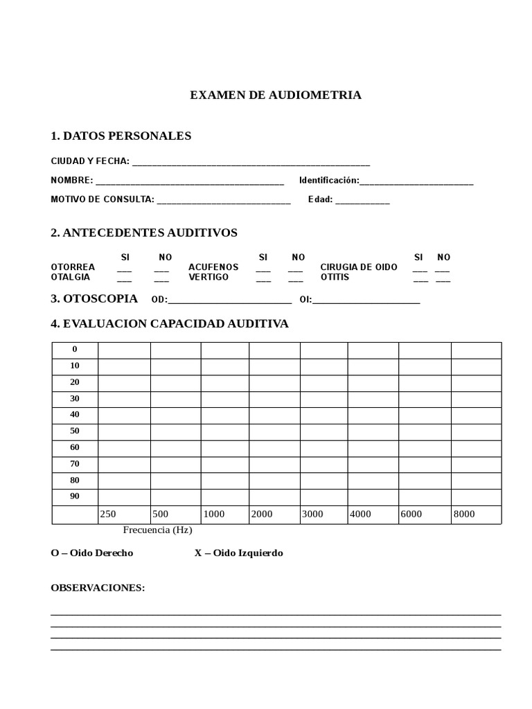 Formato de Examen de Audiometría | PDF | Negocios