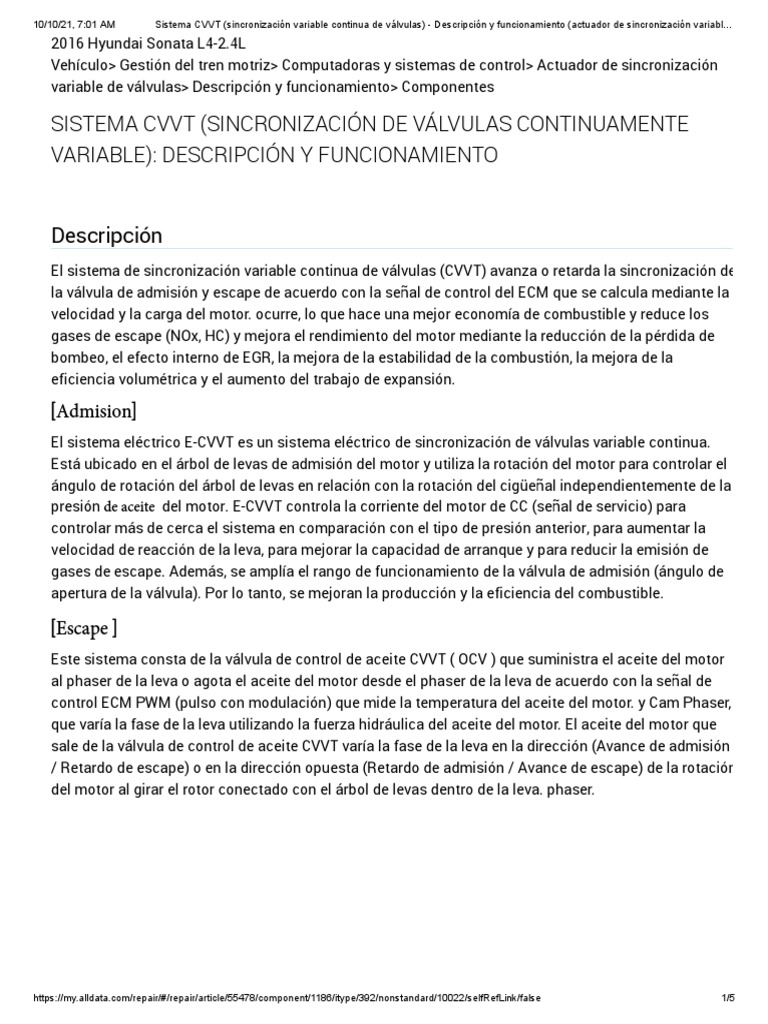 16 ECVVT Motor Description and Operation (Variable Valve Timing
