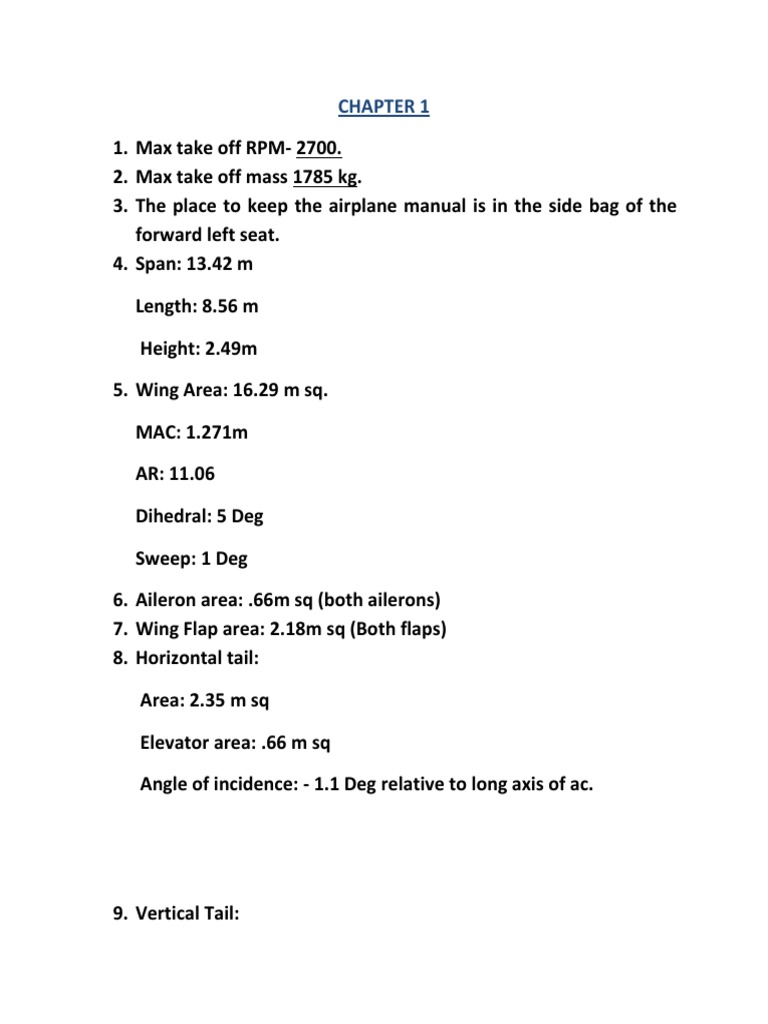 Aircraft Performance and Operating Limitations Manual Detailed