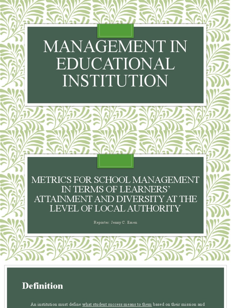 Managementineducationalinstitution PDF Course Credit Cognition