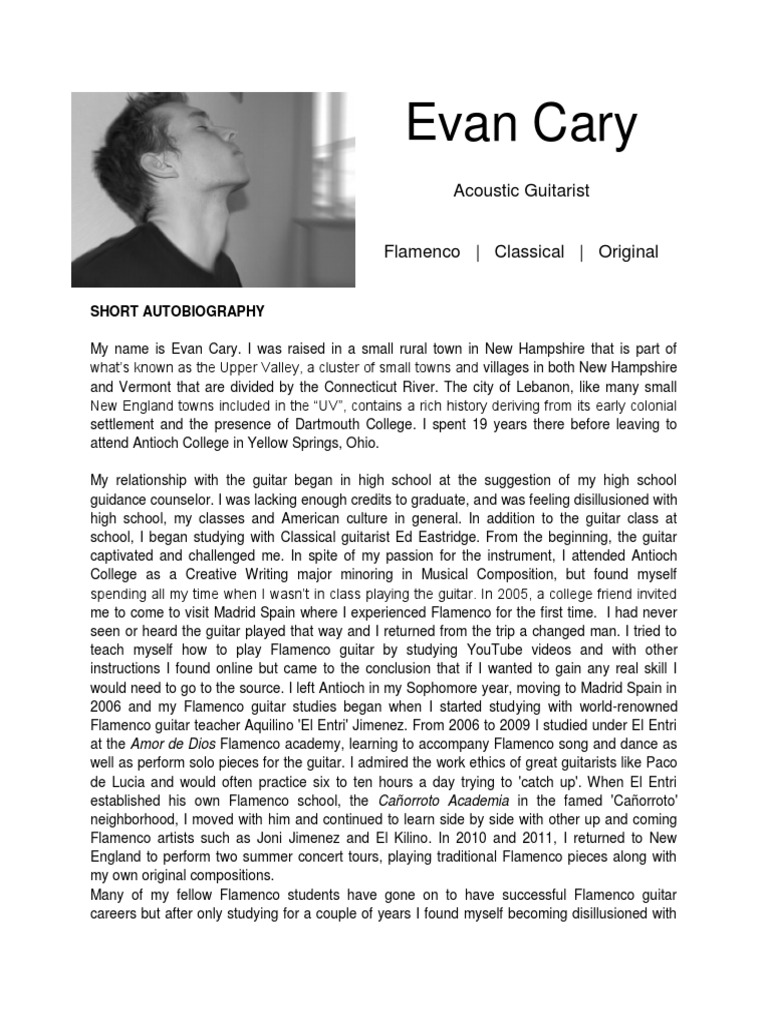 Evan Cary Acoustic Guitarist PDF Performing Arts