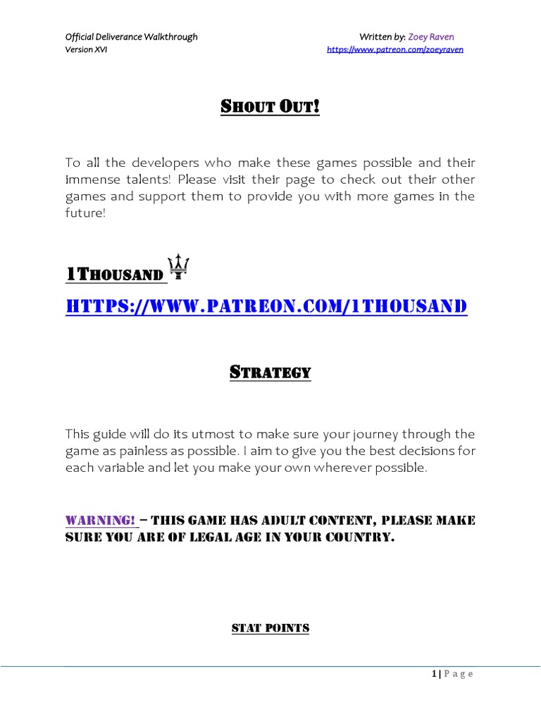 Official Deliverance Walkthrough XVI | PDF | Strategy Guide