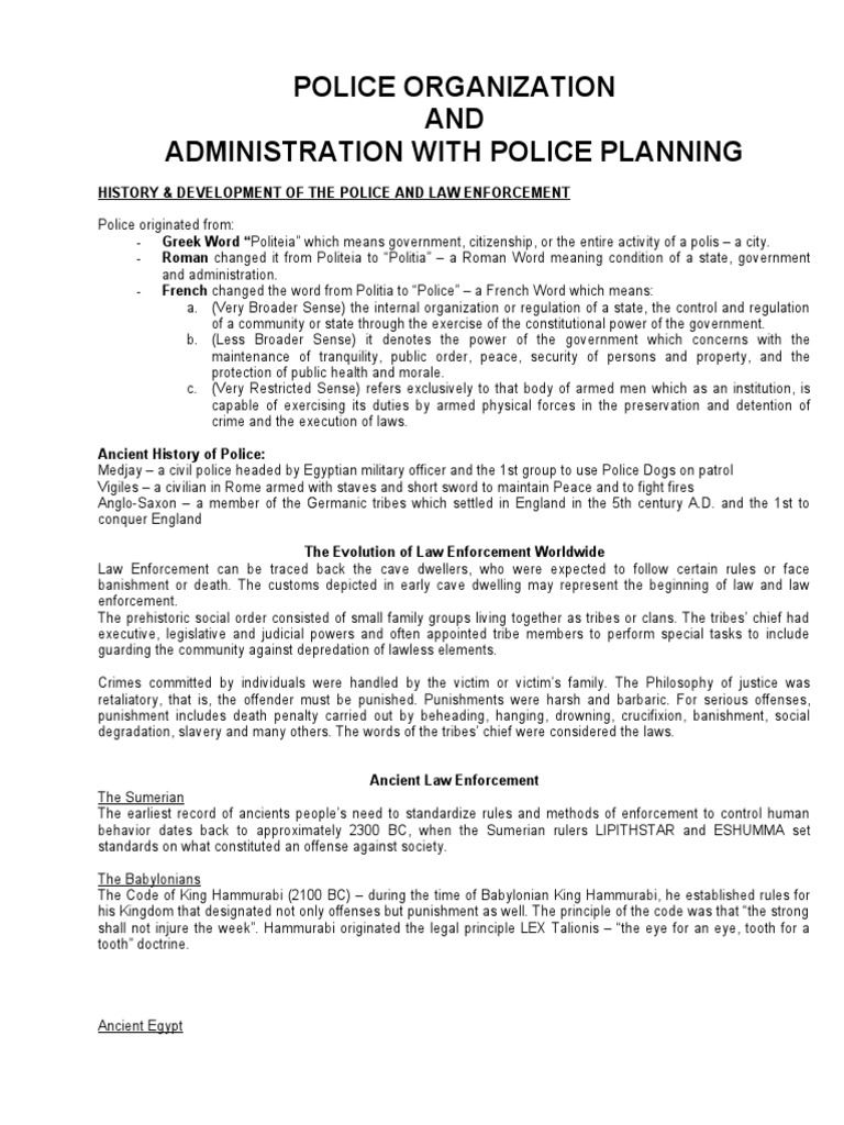 Police Organization AND Administration With Police Planning | PDF ...
