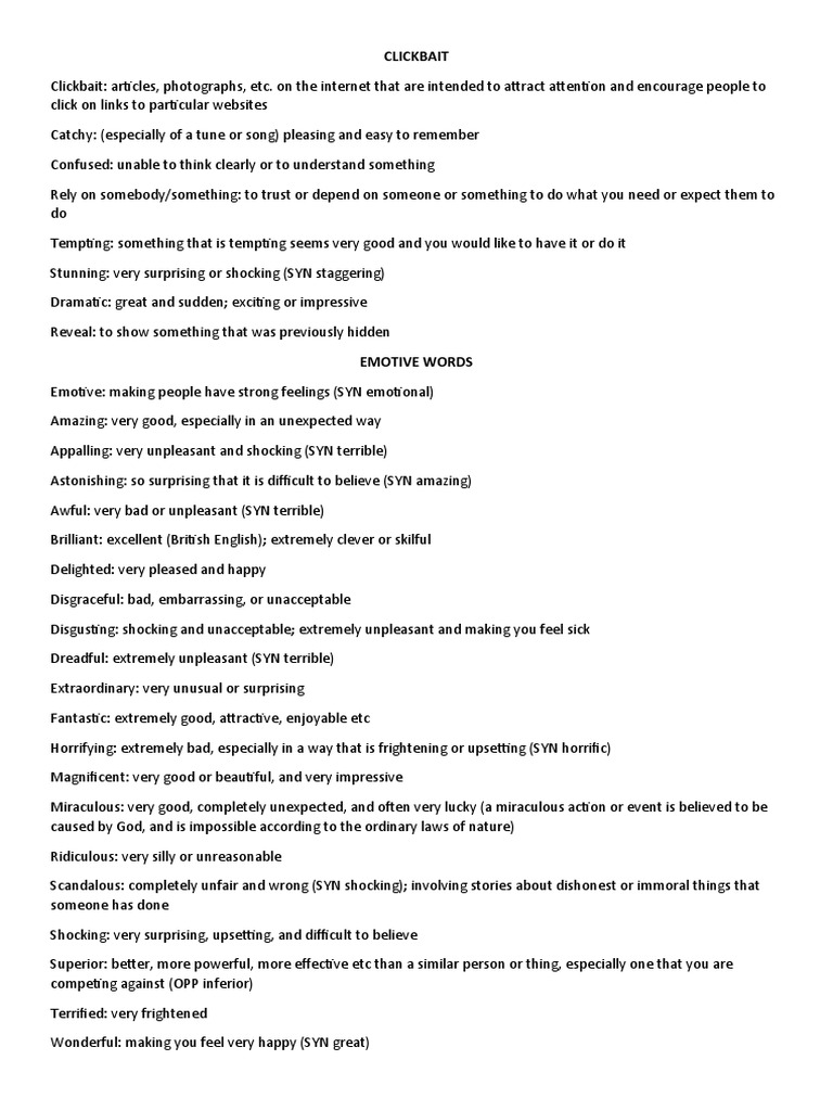 Emotive Words | PDF