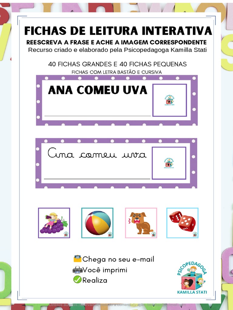 Fichas de Leitura Interativa para Imprimir | PDF