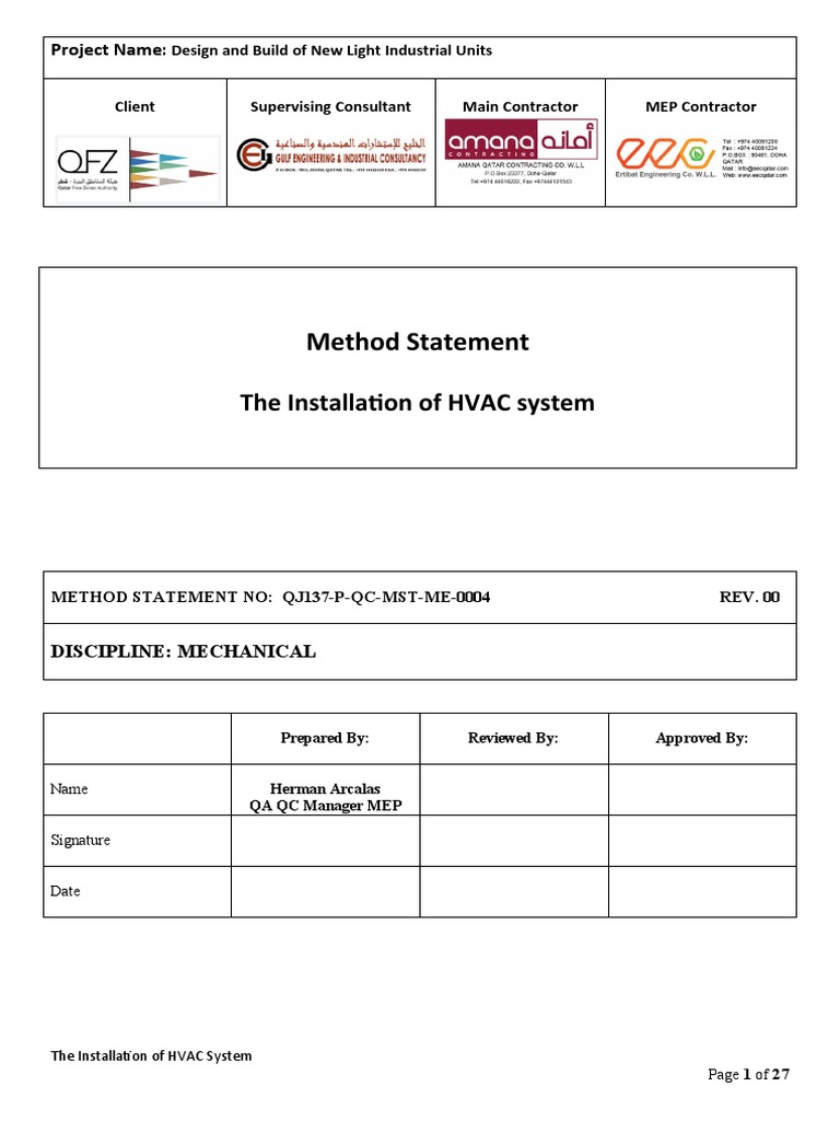 MS For Hvac System | PDF | Duct (Flow) | Pipe (Fluid Conveyance)