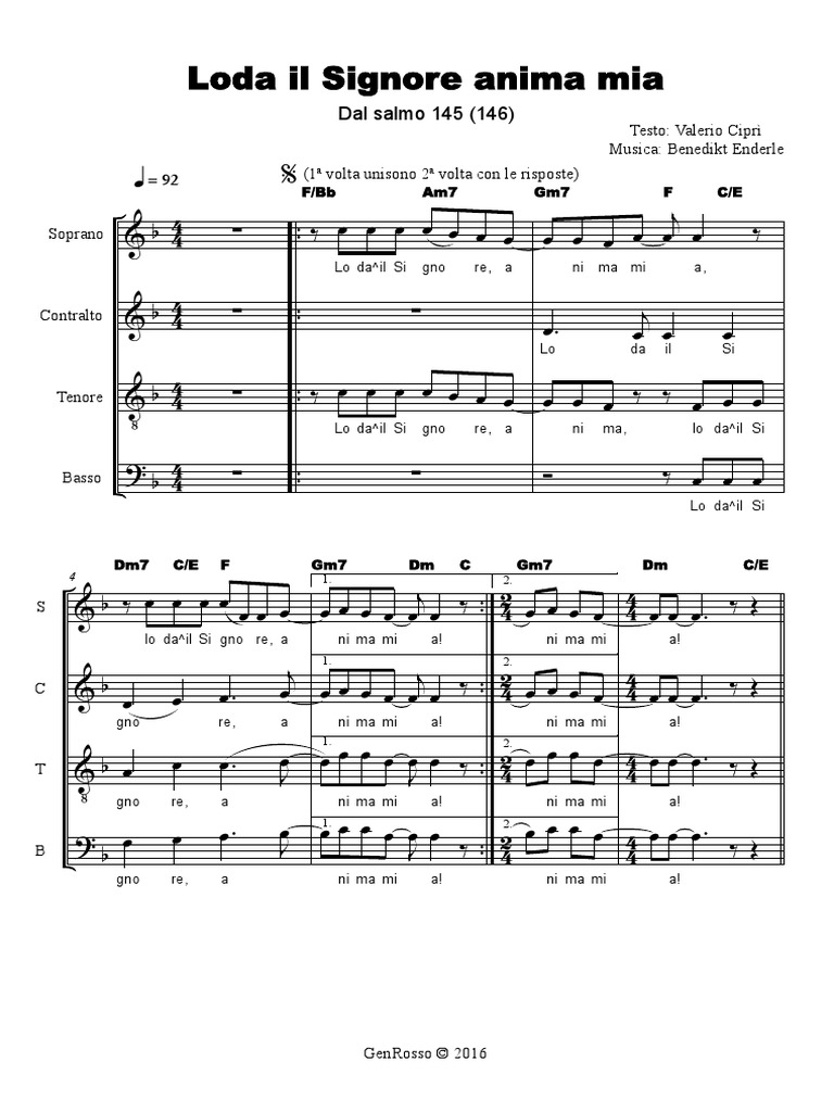 Magnifica Il Signore Anima Mia Testo 04 Loda Il Signore, Anima Mia | PDF