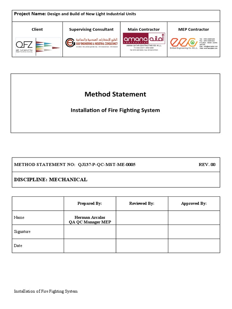 Fire Fighting System Installation Method | PDF | Fire Sprinkler System ...