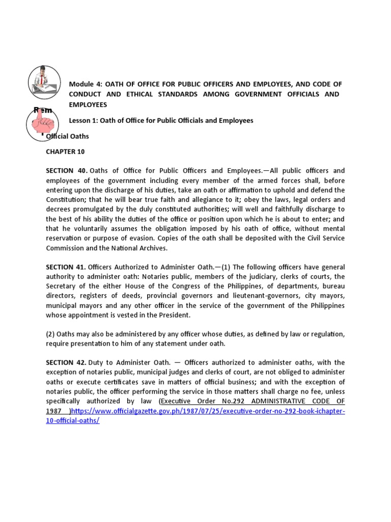 Module 4 Oath Of Office And Cces For Public Officers And Employees